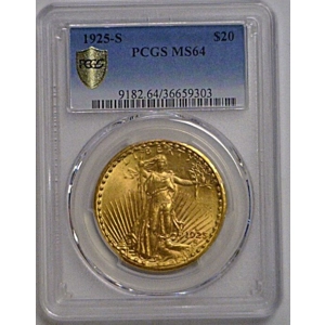 1925-S $20 MS64 PCGS Saint Gaudens Double Eagle