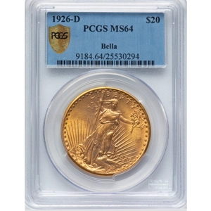 1926-D $20 MS64 PCGS Saint Gaudens Double Eagle PCGS