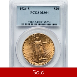 1926-S $20 MS64 PCGS Saint Gaudens Double Eagle