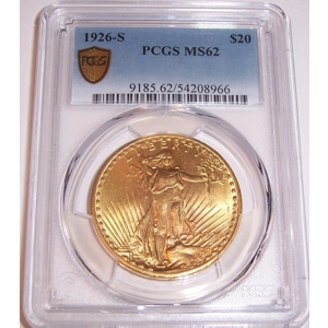 1926-S $20 MS62 PCGS Saint Gaudens Double Eagle