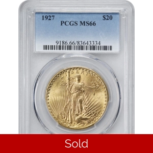 1927 $20 MS66 PCGS Saint Gaudens Double Eagle