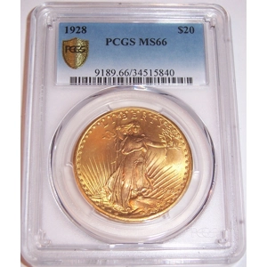 1928 $20 MS66 PCGS Saint Gaudens Double Eagle
