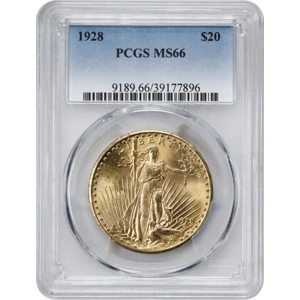 1928 $20 MS66 PCGS Saint Gaudens Double Eagle