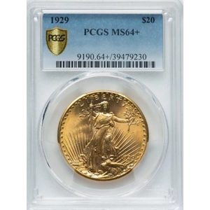 1929 $20 MS64+ PCGS Saint Gaudens Double Eagle