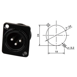 3 pin XLR panel socket M Plastic