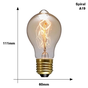 A19 Edison  Filament globe Spiral Filament