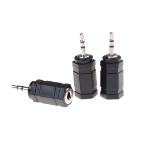 2.5mm male to 3.5mm female stereo adaptor - black plastic