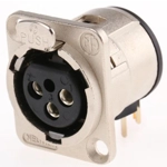 neutrik 3 pin female panel mount socket 90 degree pins PCB mount