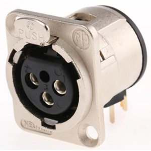 neutrik 3 pin female panel mount socket 90 degree pins PCB mount