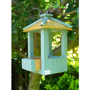 Hanging bird feeder - sage green.