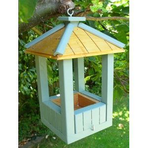 Hanging bird feeder - sage green.