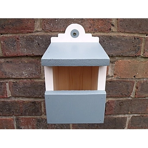 Robin and Wren traditional nest box. blue and white.
