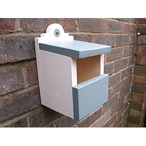 Robin and Wren traditional nest box. blue and white.