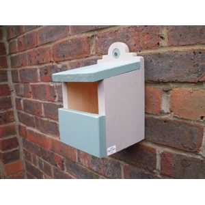 Robin and Wren traditional nest box, green and beige.