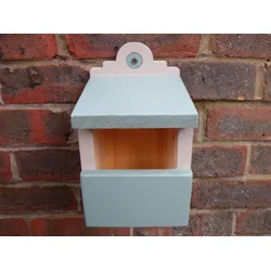 Robin and Wren traditional nest box, green and beige.