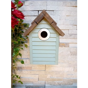Beach Hut Nest Box. Sage green