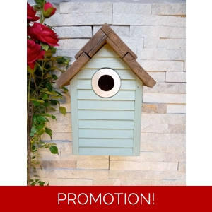 Beach Hut Nest Box. Sage green