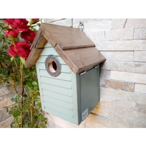 Beach Hut Nest Box. Sage green