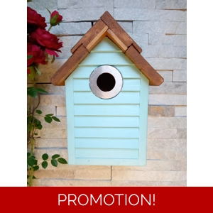 Beach Hut Nest Box. Sky blue