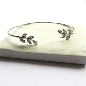 Sterling Silver plated leaf bangle