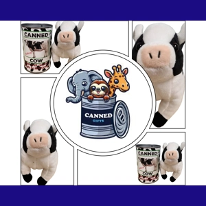 Cow plushie by Canned Gifts USA