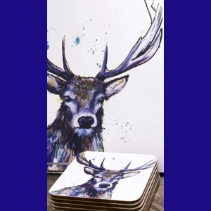 Splatter hart stag deer coasters set