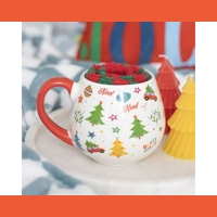 Christmas print socks and round mug