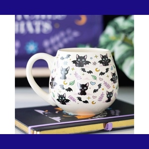 Cute & creepy kitten bat round mug