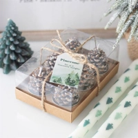 Set of 6 pine cone tea light candles