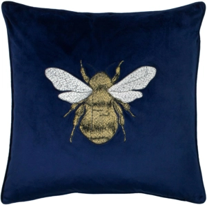 Feather filled Hortus Bee Navy cushion