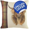 Hunter highland cow cushion with a feather rich filling