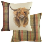 Hunter highland cow cushion with a feather rich filling Hunter highland cow cushion with a feather rich filling