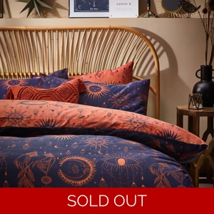 Constellation celestial Bronze & Navy king-size duvet cove..