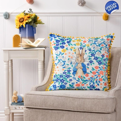 Peter Rabbit™ 100% cotton florelli rich feather filled cushion