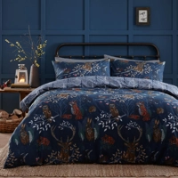 Forest Fauna woodland Navy KING-SIZE duvet cover set