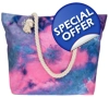 Large Tie-Dye Pink and Lilac tote bag