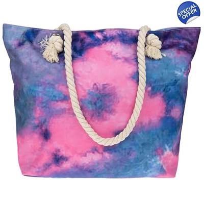 Large Tie-Dye Pink and Lilac tote bag