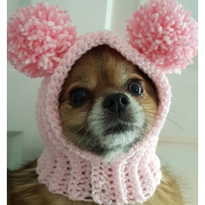 pug dog balaclava crochet bobble hat