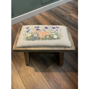 Rustic Personalised Farmhouse Cottage Wooden Stool  Printe..