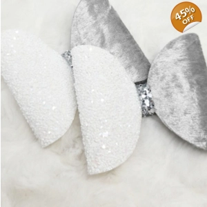 Grey velvet pigtail set
