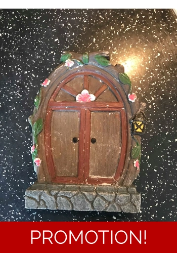 Latex mould for fairy door surrounded by flowers