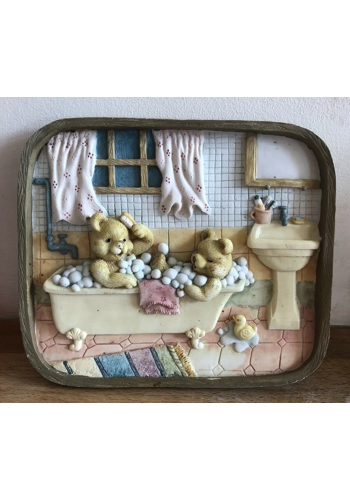 Latex mould for making this lovely 3D teddy bath scene plaque
