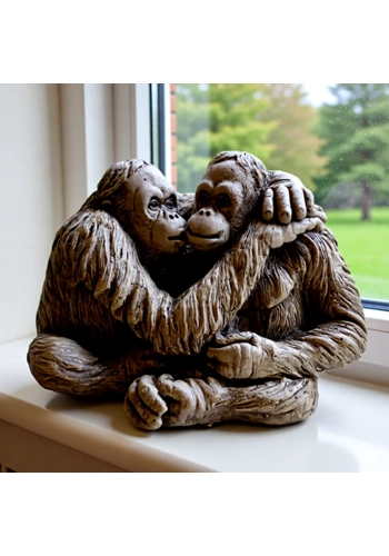 Lovely pair of cuddling Orangutans