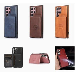 Samsung S23系列皮革插卡支架款式手機殼