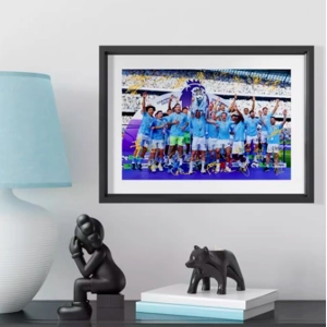 曼城Manchester City 23-24 英超冠軍慶祝場面實木掛畫