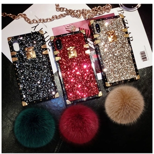 女生至愛閃粉毛毛球iPhone手機殼