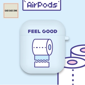 PAPAPA品牌款式!FEEL GOOD可愛卡通圖案AirPods保護盒套! 藍色
