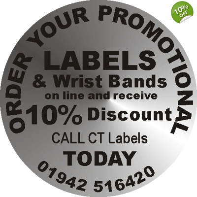 1,000 Black on Silver or Gold 60mm Round Price inc VAT