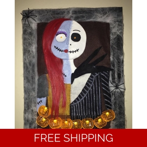 Jack & Sally Sculpture – 2 Become 1 | Handmade Art | Pumpk..
