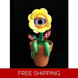 Flowerpot Monster - Clay Sculpture | Creepy Cute Art | Pla..